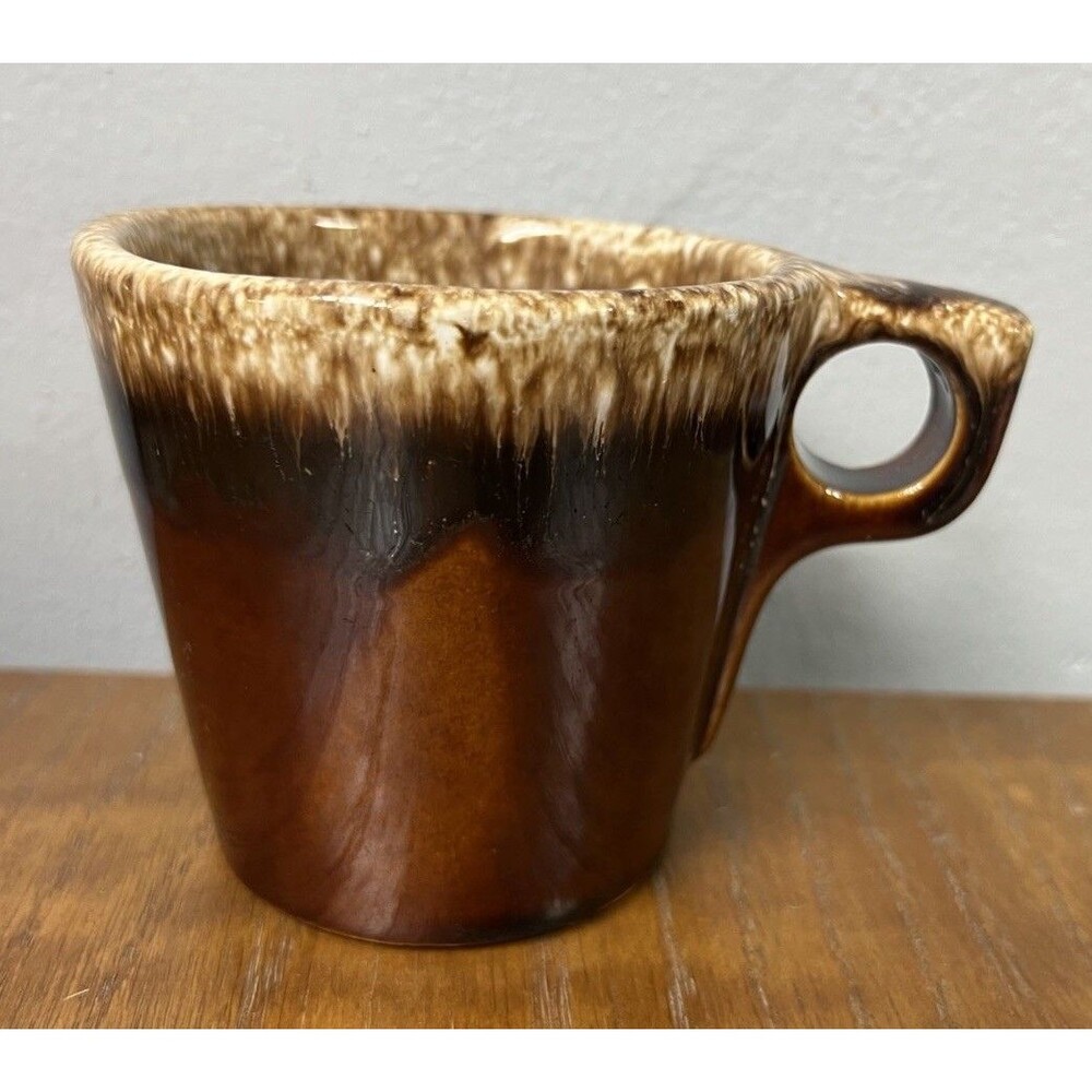 Vintage Brown Drip Glaze Coffee Mug by Hull USA Ovenproof